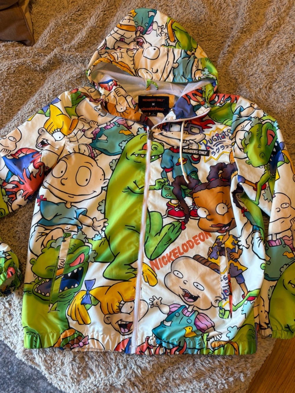 Members Only Rugrats Windbreaker Mens Large‎ Multicolor Excellent Hooded Jacket